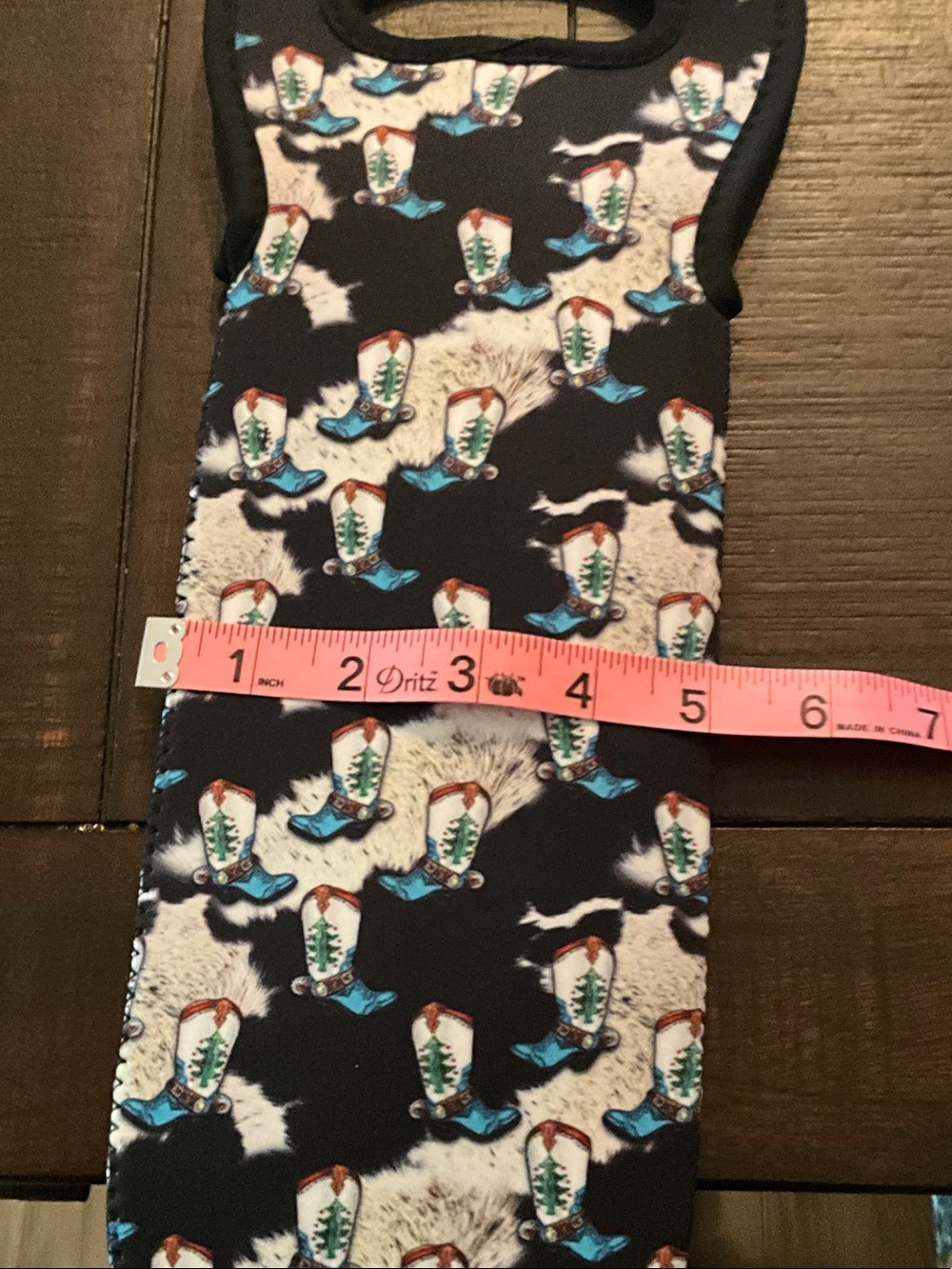 Neoprene Bottle Carrier- Navy Cowboy Print - Picture 4 of 5